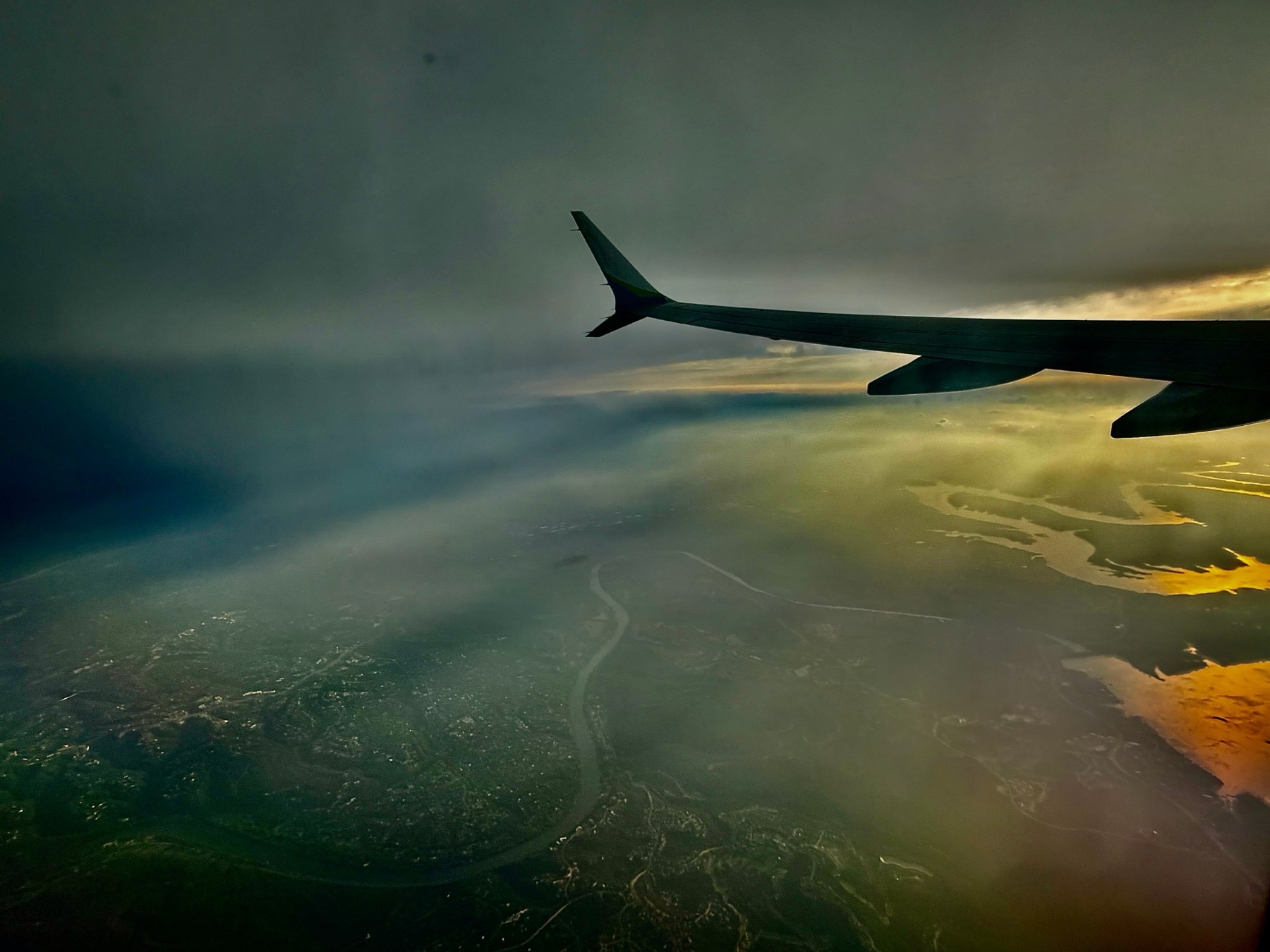 Storm light at 30,000 feet