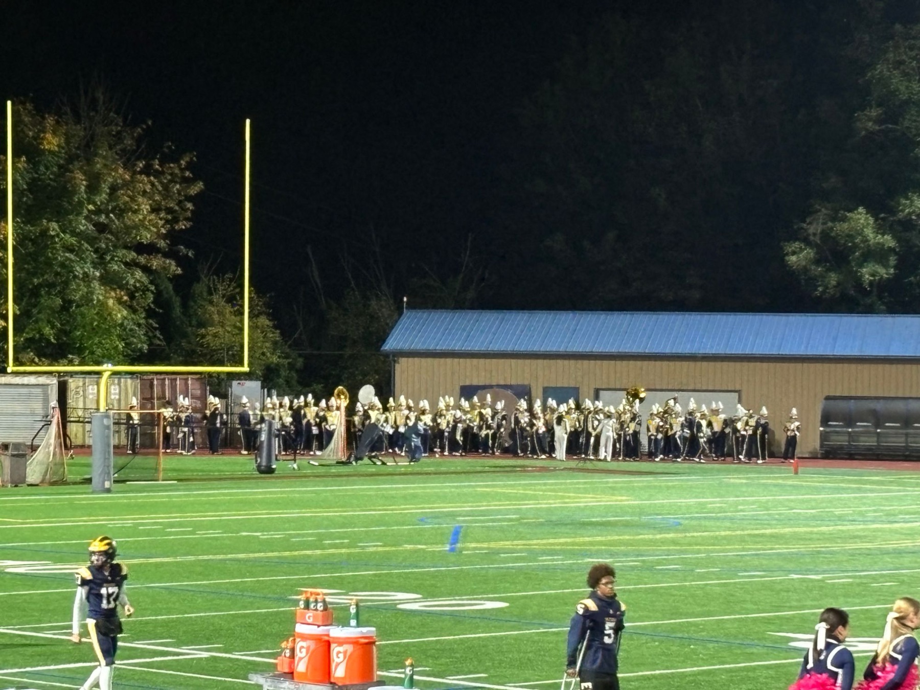 Marching band under the lights — Friday night football